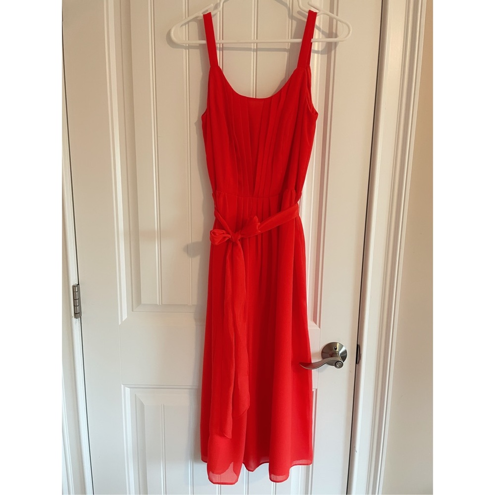 Loft bright orange midi dress